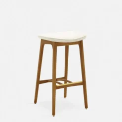 Tabouret de bar en velours brillant moutarde et frêne foncé 75 cm Série 200-190 - 366 Concept