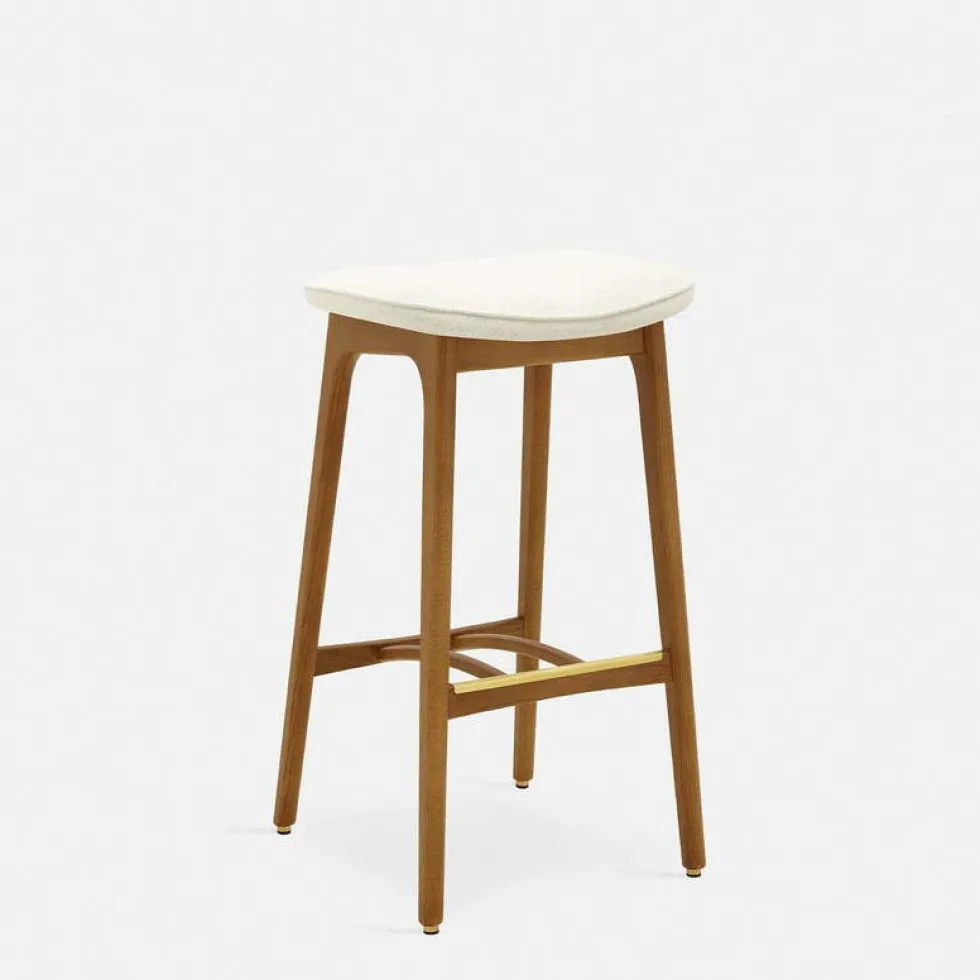 Tabouret de bar en velours brillant moutarde et frêne foncé 75 cm Série 200-190 - 366 Concept
