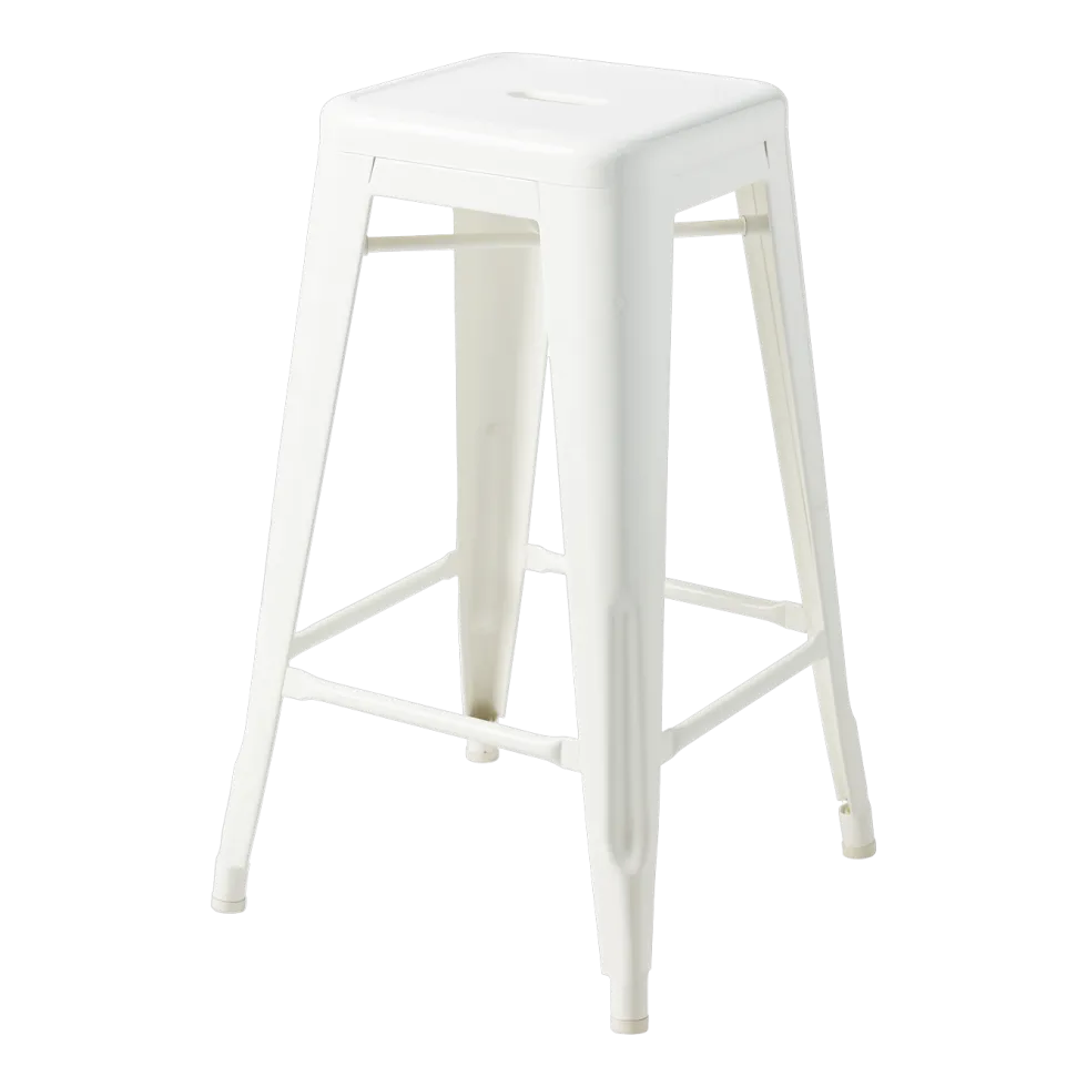 Tabouret en acier blanc pur 65cm - Tolix