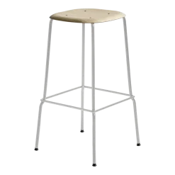 Tabouret en chêne et acier gris doux 75 cm Soft edge 80 - Hay