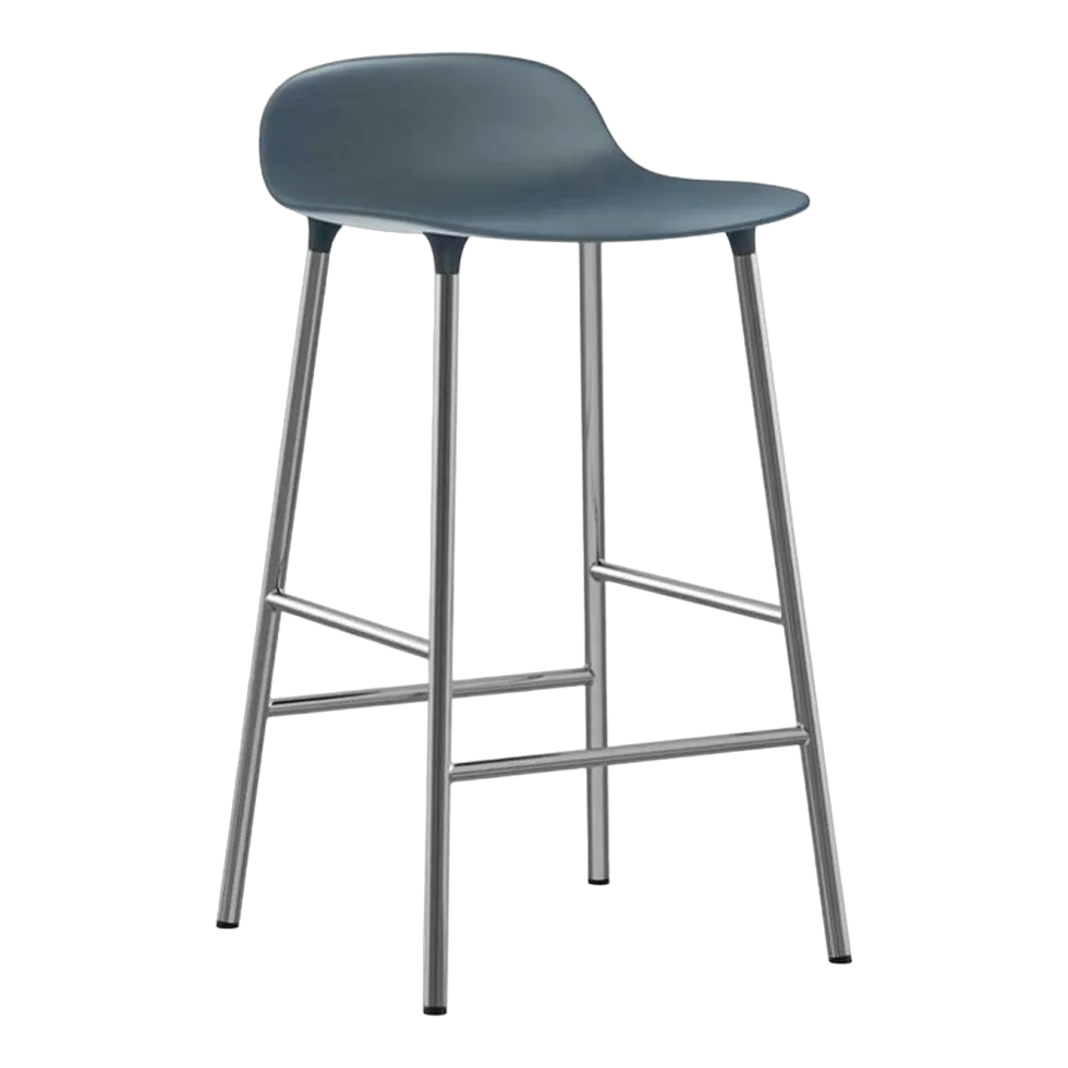 Tabouret en chrome et pp bleu 65 cm Form - Normann Copenhagen