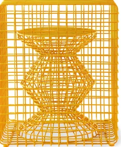 Tabouret en métal jaune Zig zag - Pols potten