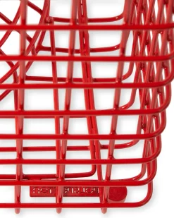 Tabouret en métal rouge corail Zig zag - Pols potten