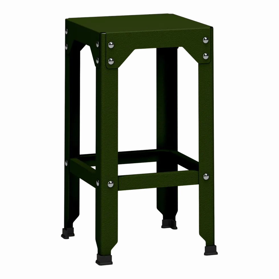 Tabouret haut en acier galvanisé kaki 63 cm Hegoa - Matière Grise