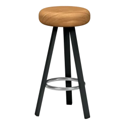 Tabouret haut en chêne et acier anthracite 75 cm Smack - Matière Grise