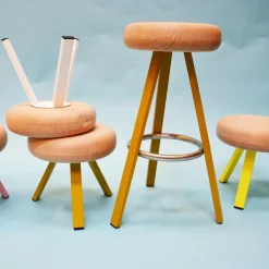 Tabouret haut en chêne et acier crème 65 cm Smack - Matière Grise