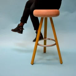 Tabouret haut en chêne et acier crème 65 cm Smack - Matière Grise