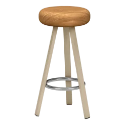 Tabouret haut en chêne et acier crème 75 cm Smack - Matière Grise