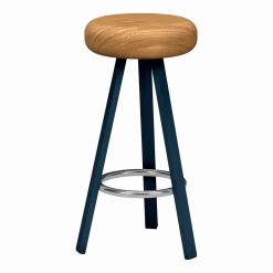 Tabouret haut en chêne et acier denim 75 cm Smack - Matière Grise
