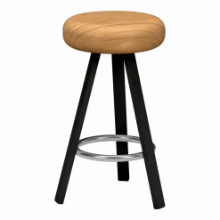 Tabouret haut en chêne et acier noir mat 65 cm Smack - Matière Grise