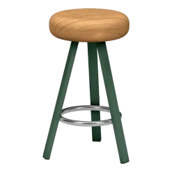 Tabouret haut en chêne et acier olive 65 cm Smack - Matière Grise