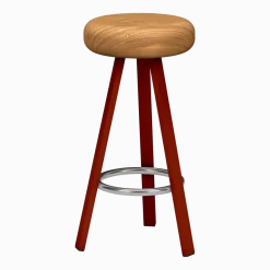 Tabouret haut en chêne et acier terracotta 75 cm Smack - Matière Grise