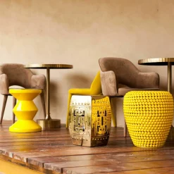 Tabouret jaune laqué Zig Zag - Pols Potten