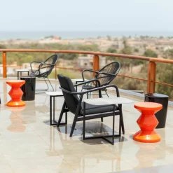 Tabouret orange laqué Zig Zag - Pols Potten