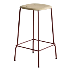 Tabouret plaquage chêne et acier rouge 65 cm Soft Edge 80 - Hay