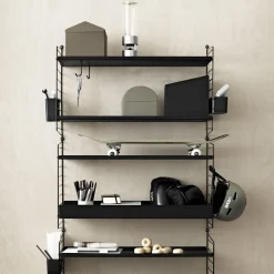 Étagère basse en métal noir 58x2x20cm String System - String furniture
