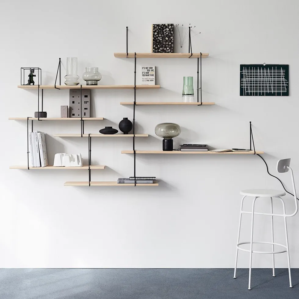 Étagère en chêne et acier blanc setup 2 Link - Studio Hausen