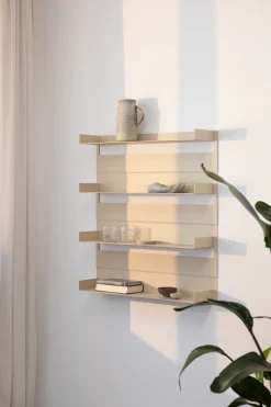 4 étagères murales en acier beige cashew 80x76x15cm Aris - Metallbude