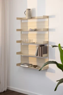 5 étagères murales en acier beige cashew 105x76x15cm Aris - Metallbude