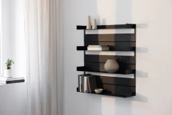 4 étagères murales en acier noir 80x76x15cm Aris - Metallbude