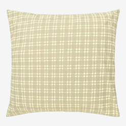 Taie d'oreiller carrée en popeline de coton bio à carreaux vert et jaune 60 x 60 cm Sheldon - Nobodinoz