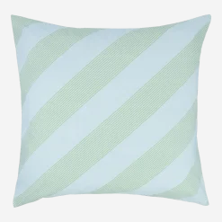 Taie d'oreiller carrée en popeline de coton bio à rayures bleu et vert 60 x 60 cm Sheldon - Nobodinoz