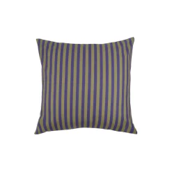 Taie d'oreiller carrée en popeline de coton bio à rayures bleu indigo 60 x 60 cm Sheldon - Nobodinoz