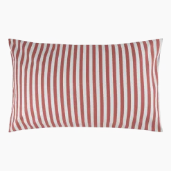 Taie d'oreiller en popeline de coton bio à rayures bleu et rouge 50 x 75 cm Leonard - Nobodinoz