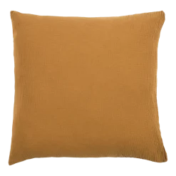 Taie d'oreiller moutarde en gaze de coton 63 x 63 cm - The Cool Republic