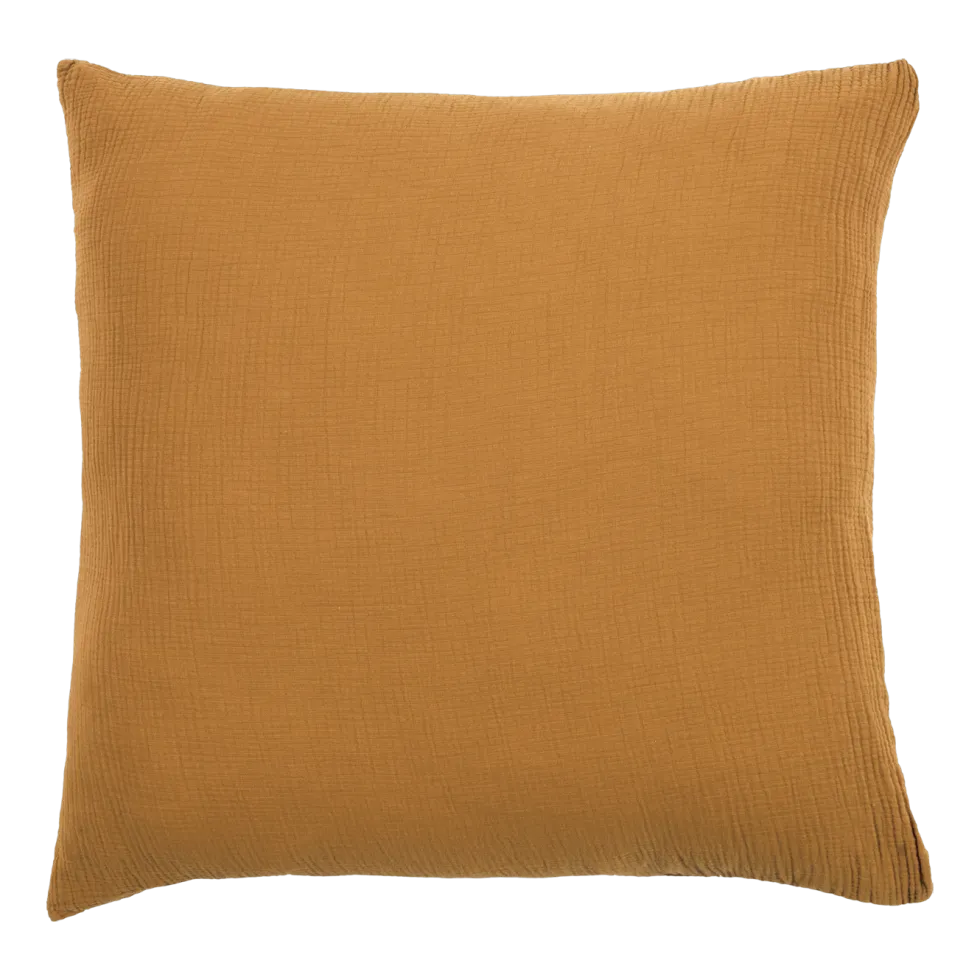 Taie d'oreiller moutarde en gaze de coton 63 x 63 cm - The Cool Republic