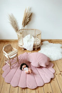 Tapis bébé coquillage en velours rose Shells - Moi Mili