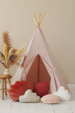 Tapis bébé rond en coton rose et beige - Moi Mili