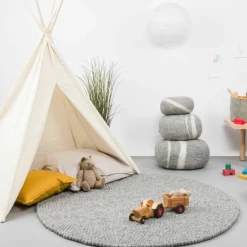 Tapis à boules de feutre gris marbré 70 cm Carl - myfelt