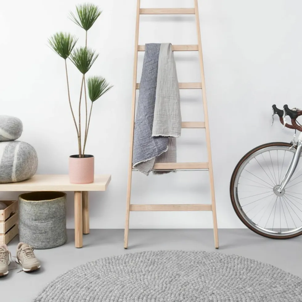 Tapis à boules de feutre gris marbré 200 cm Carl - myfelt