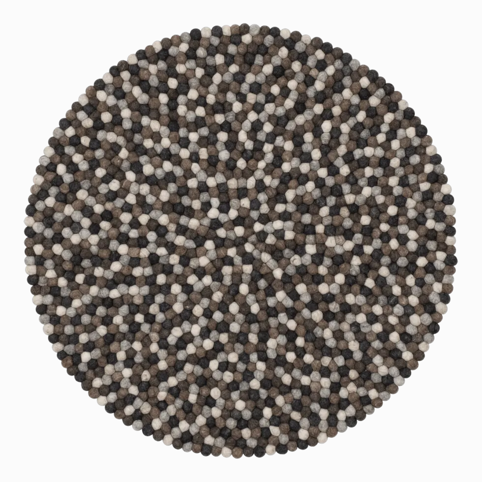 Tapis à boules de feutre multicolore naturel foncé 50 cm Néla - myfelt