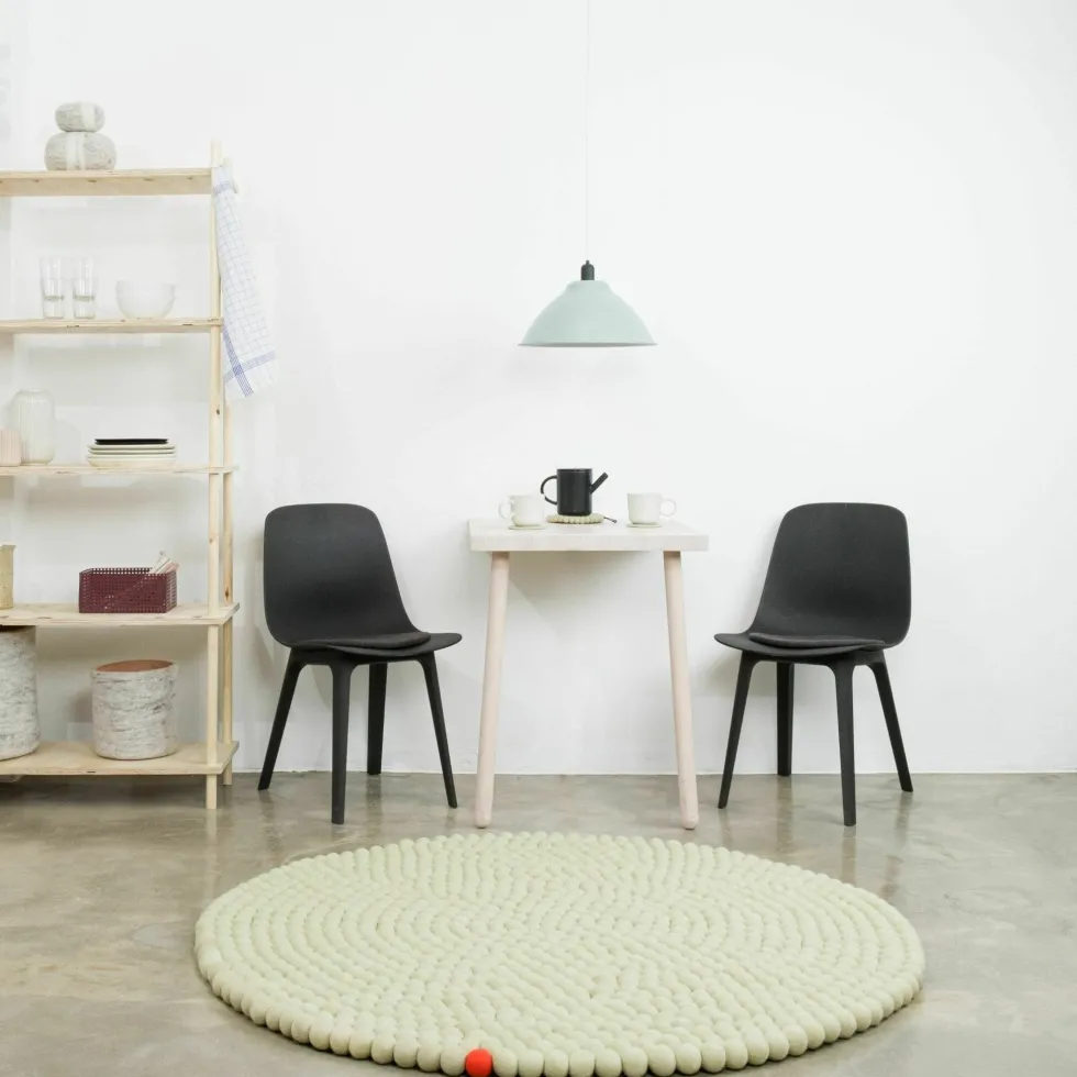 Tapis à boules de feutre vert-beige 90 cm Big One - myfelt