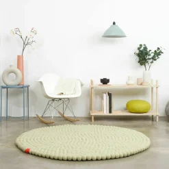 Tapis à boules de feutre vert-beige 70 cm Big One - myfelt