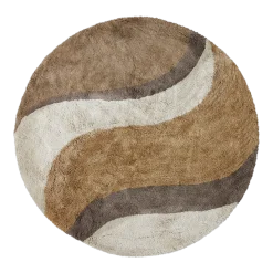 Tapis de bain rond en coton 120cm Natural Waves - HKliving