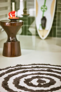 Tapis de bain rond en coton monochrome 80 cm - HKliving