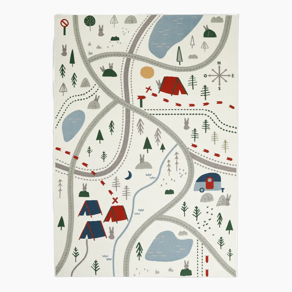 Tapis de jeu pour enfant en polypropylène 123x180 cm Little Camper - Nattiot