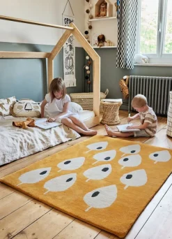 Tapis en coton bio abricot 100x130 cm Forêt - bleuu-studio
