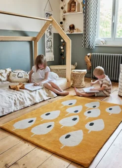 Tapis en coton bio abricot 100x130 cm Forêt - bleuu-studio