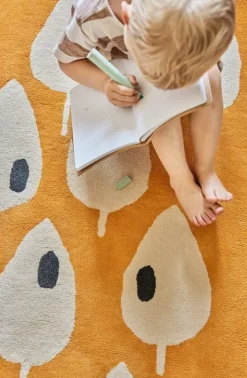 Tapis en coton bio abricot 120x170 cm Forêt - bleuu-studio