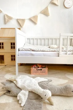 Tapis en coton bio beige 120x170 cm Forêt - bleuu-studio