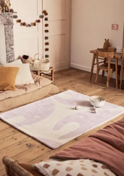 Tapis en coton bio lilas 120x170 cm Eléphant - bleuu-studio