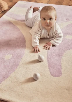 Tapis en coton bio lilas 100x130 cm Eléphant - bleuu-studio