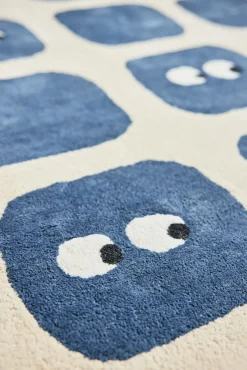 Tapis en coton bio marine 100x130 cm Bidules - bleuu-studio