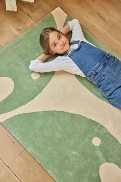 Tapis en coton bio vert 120x170 cm Eléphant - bleuu-studio