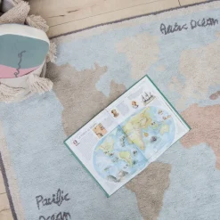Tapis en coton bleu 140x200 cm Vintage Map - Lorena Canals