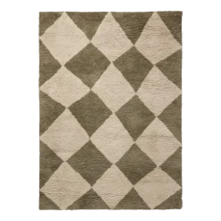 Tapis en laine tuftée beige et vert 140x200cm Orme - Ferm Living